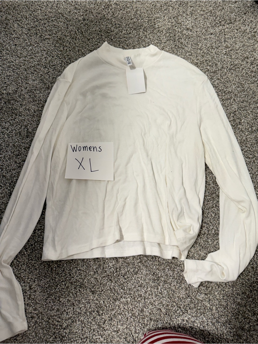 Divided Cream Ribbed Long-Sleeve Top